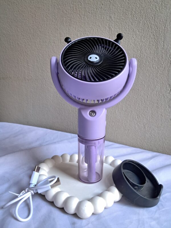 Rechargeable Water Spray Fan – Coolest Mist Fan with Free Stand & Cable - Image 3
