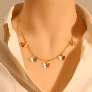 Dancing Butterflies Necklace(18k Gold Plated)