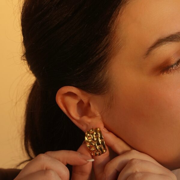 Chunky Block Stud (18k Gold Plated) - Image 4
