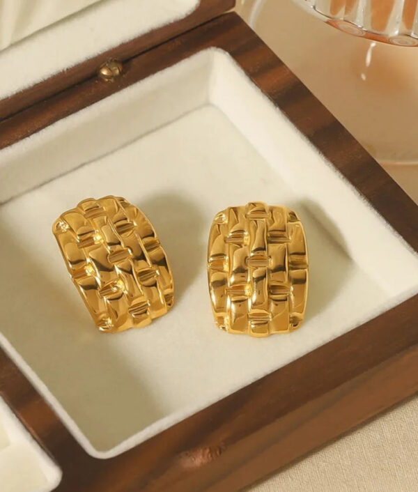 Chunky Block Stud (18k Gold Plated) - Image 3