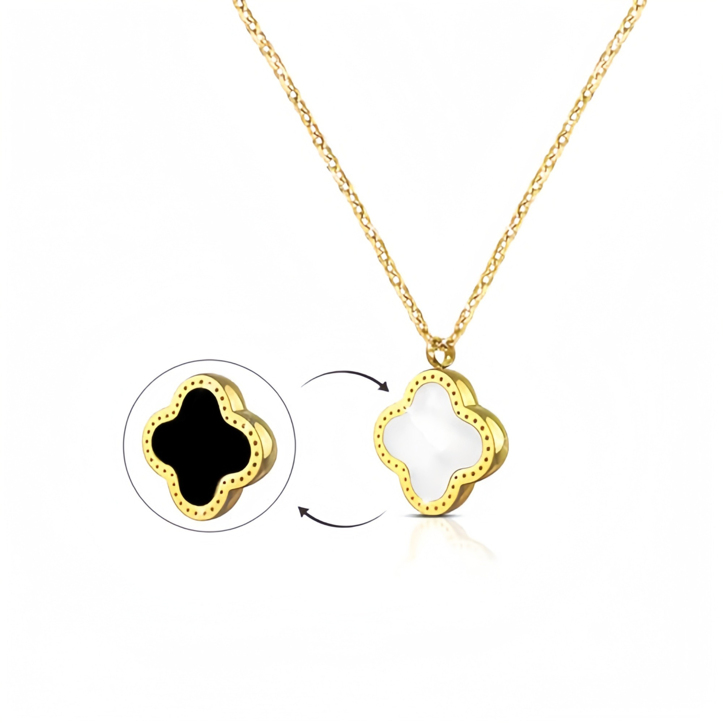 2-Sided Clover Necklace (18k Gold Plated)