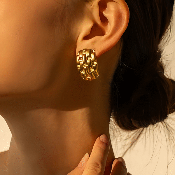 Chunky Block Stud (18k Gold Plated) - Image 2