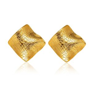Irregular Square Metal Stud(18k Gold Plated)