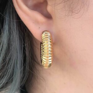 C-Shaped Metal Texture Earings