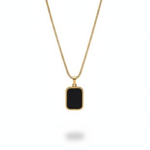 Onyx Pendant Necklace(18k Gold Plated)