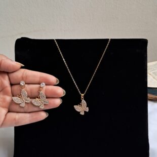 Crystal Gold-toned Butterfly Set