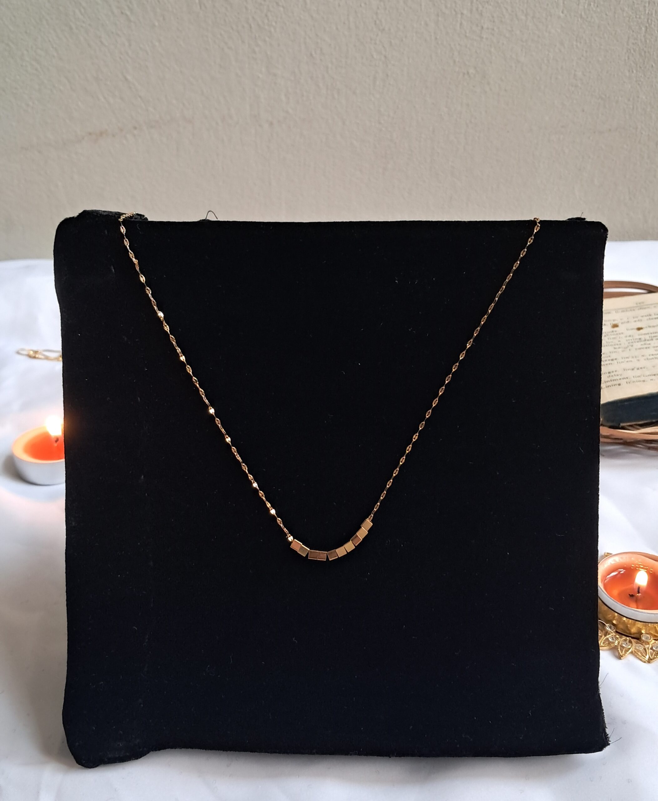 Small Square Pendant Necklace (18k Gold Plated) - Image 2