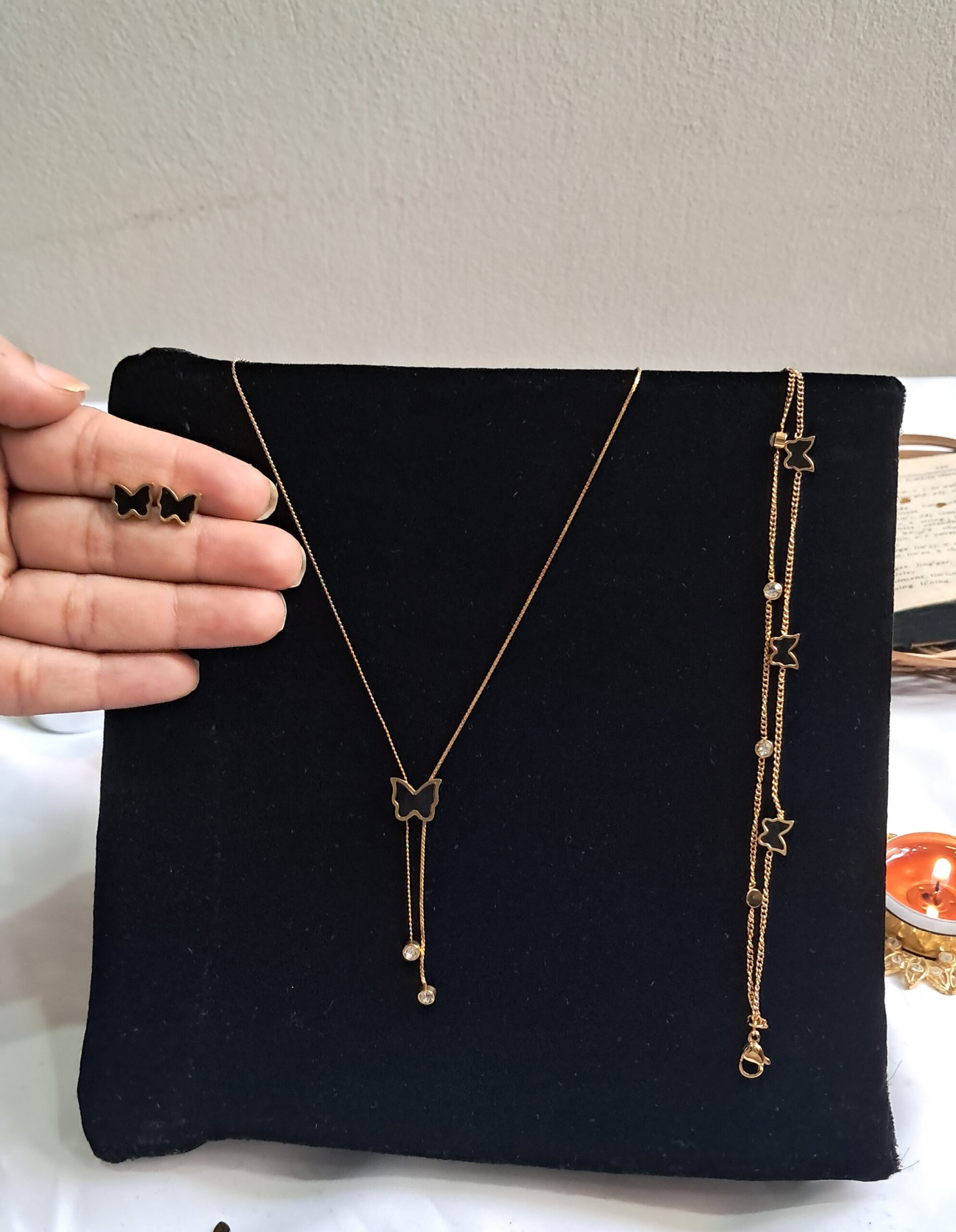 Black Butterfly Combo Set (18k Gold Plated)