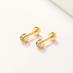 Rhinestone Studs(18k Gold Plated)