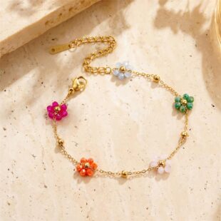 5 Daisy Flower Bracelet (Stainless Steel)