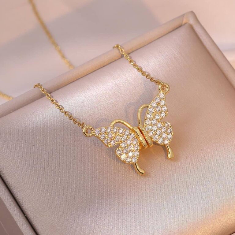 Zircon Butterfly Gold Necklace(18k Gold Plated)