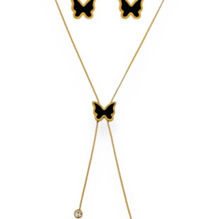Black Butterfly Set (18k Gold Plated)