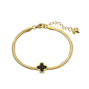 Clover snake chain bracelet(18k Gold Plated)