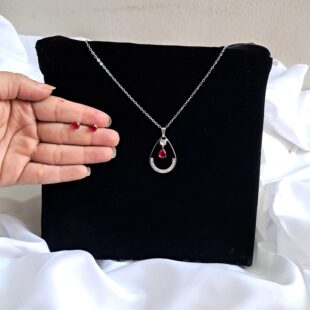 Red Teardrop Silver Halo Set❤️
