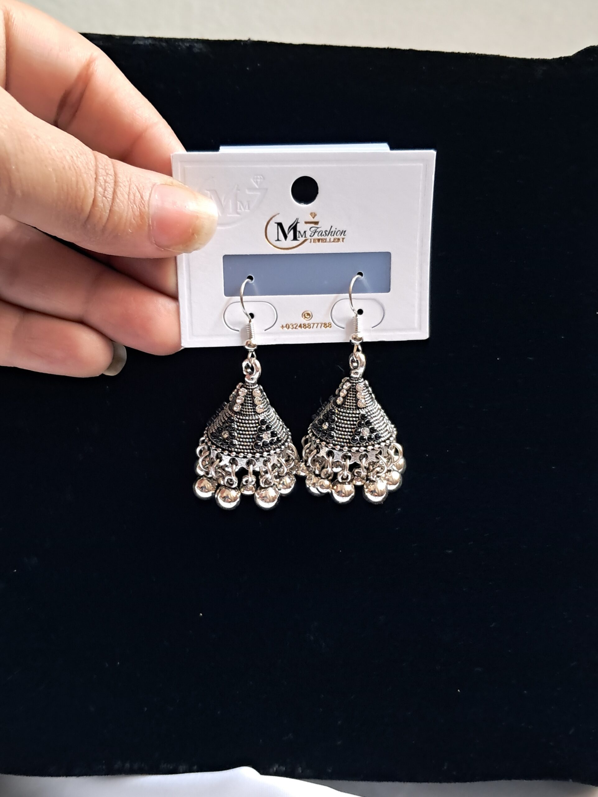 Oxidized Black Silver-Plated Jhumka🖤