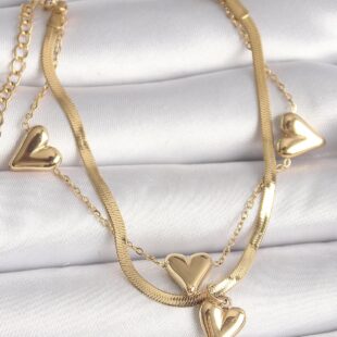 Amor Double Chain Necklace(18k Gold Plated)