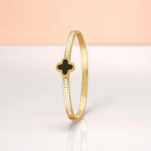 Crystal Clover Cuff (18k Gold Plated)