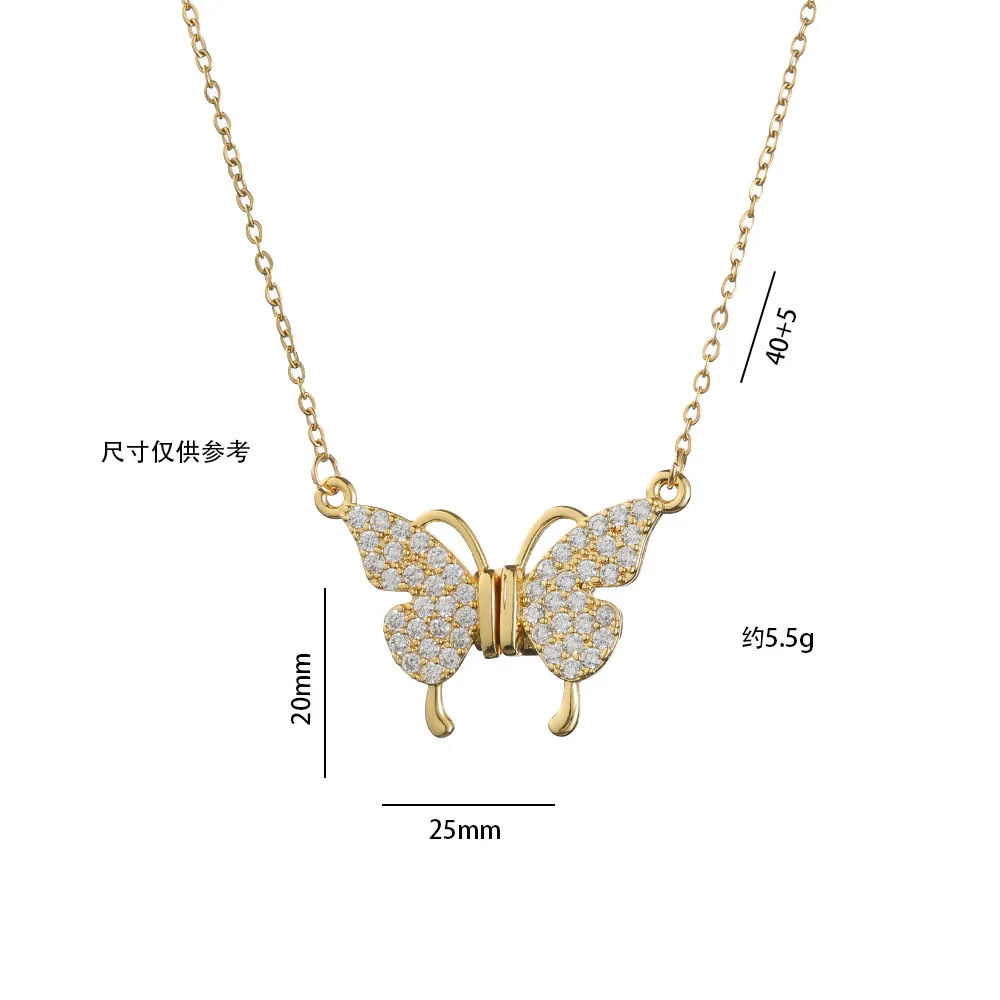 Zircon Butterfly Gold Necklace(18k Gold Plated) - Image 2