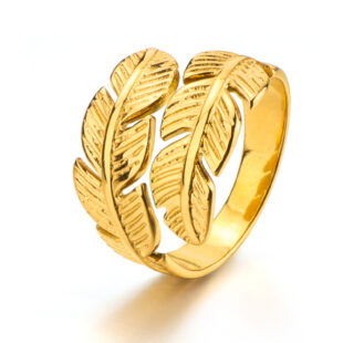 Adjustable Leaf Ring (18k Gold Plated)